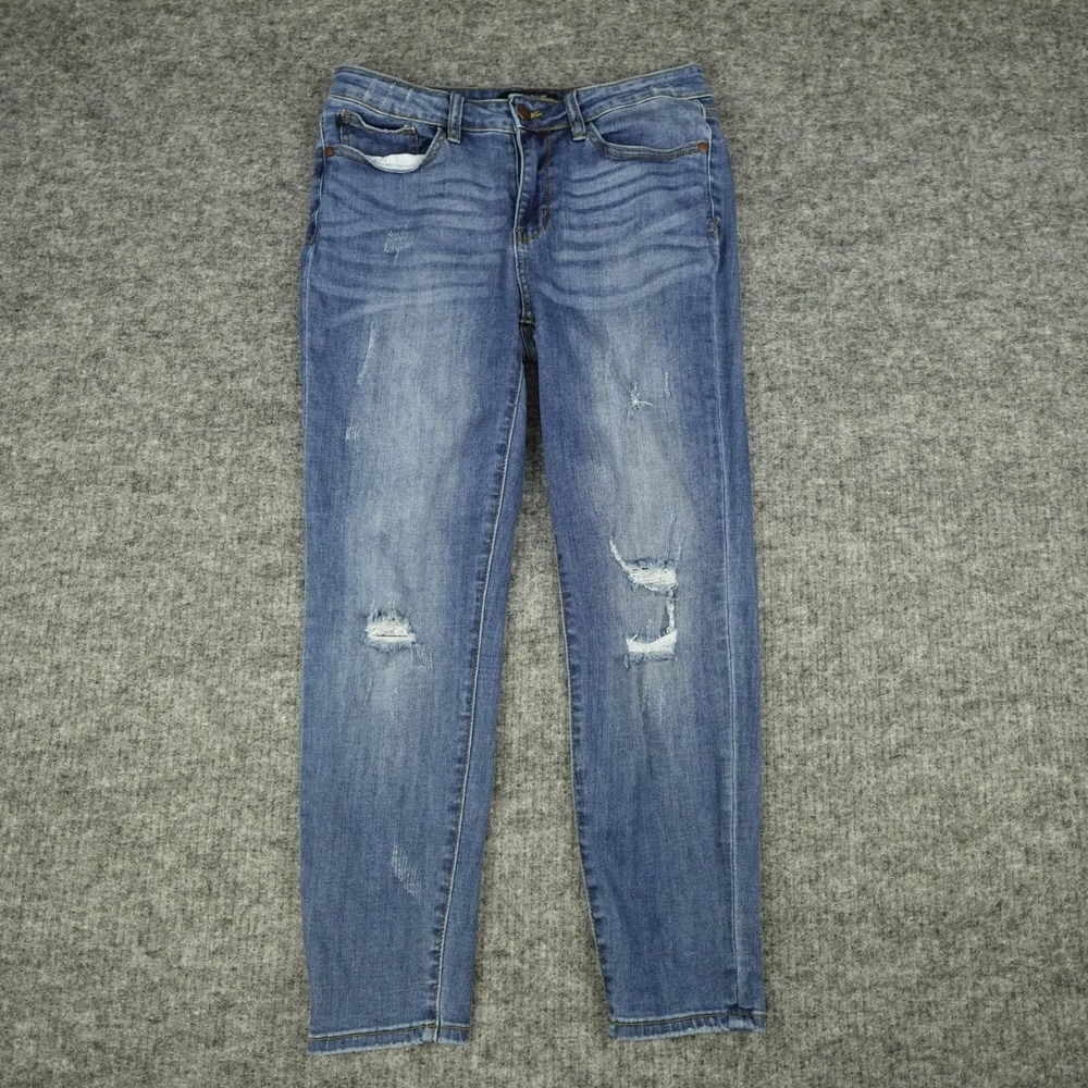 Judy Blue Jeans‎ Womens 30 Denim Relaxed Fit Distressed JB8271 Stretch Crop